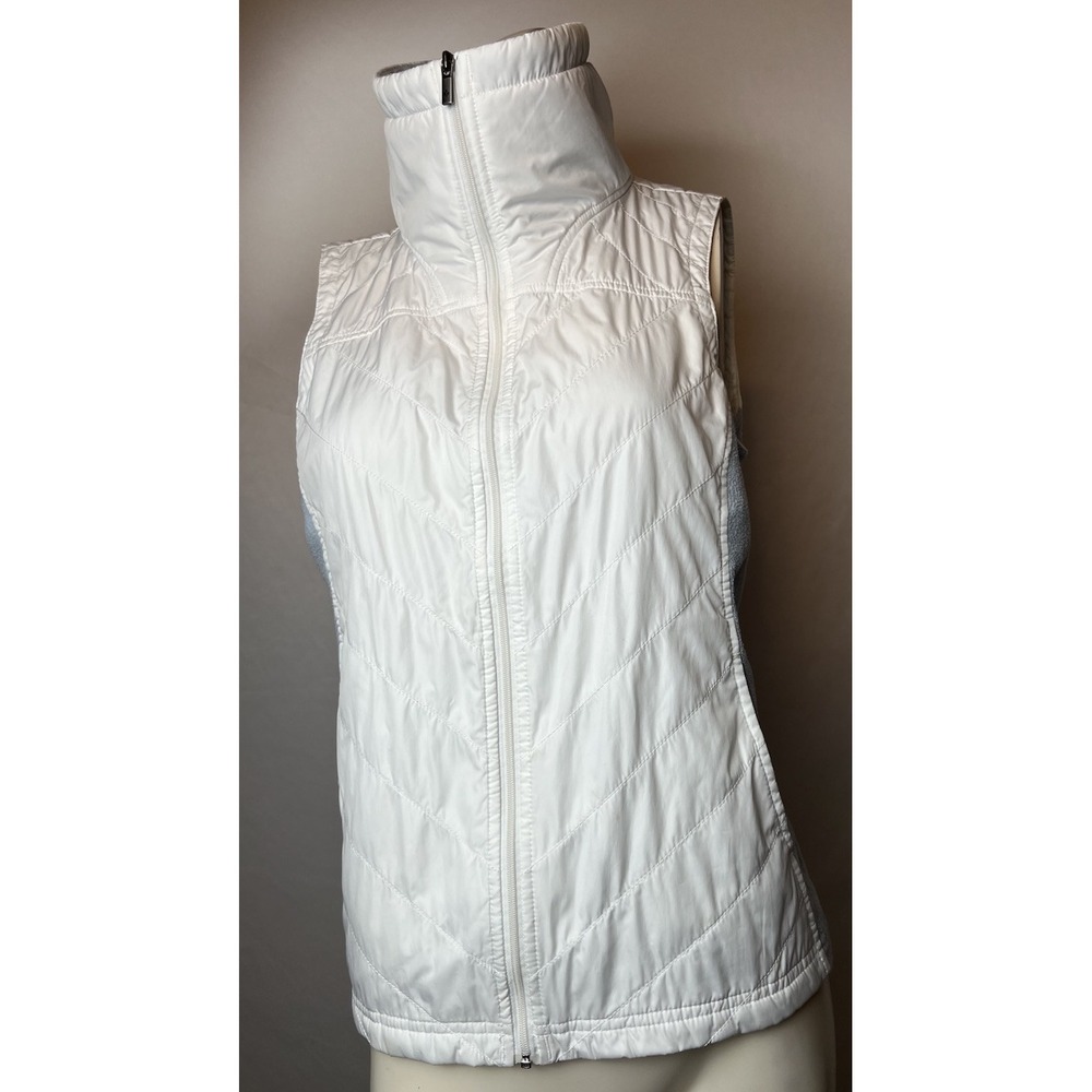 Columbia Women's Lightweight White Quilted Vest Logo EmbroIdered Pockets Medium.